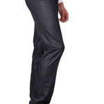 Men's Grey Polyester Blend Solid Mid-Rise Formal Trouser