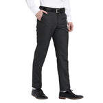 Men's Grey Polyester Blend Solid Mid-Rise Formal Trouser