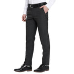 Men's Grey Polyester Blend Solid Mid-Rise Formal Trouser