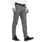 Men's Grey Polyester Blend Solid Mid-Rise Formal Trouser