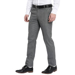 Men's Grey Polyester Blend Solid Mid-Rise Formal Trouser