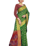 Women's Green Woven Design Art Silk Saree with Blouse piece