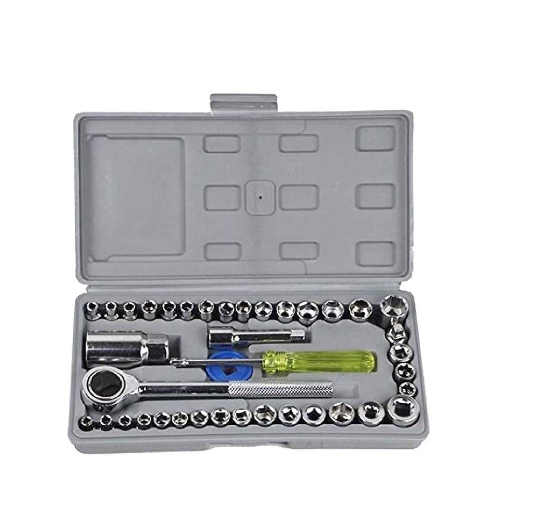 Shopper52 Multi purpose 40 Pcs Screwdriver Socket Set & Bit Tool Kit Set Jackly Tool kit Combination Tool Wrench Tool Kit Magnetic Toolkit For Home, Office, Car, Bike – 40PCTK01