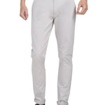 Men's Grey Cotton Solid Mid-Rise Regular Fit Casual Trouser