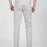 Men's Grey Cotton Solid Mid-Rise Regular Fit Casual Trouser