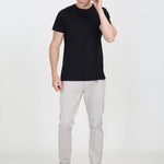 Men's Grey Cotton Solid Mid-Rise Regular Fit Casual Trouser