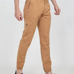 Men's 6 Pocket Solid Over Dyed Brown Cotton Cargo