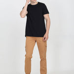 Men's 6 Pocket Solid Over Dyed Brown Cotton Cargo