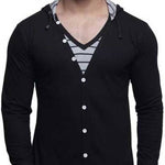 Men's Black Cotton Solid Hooded Tees