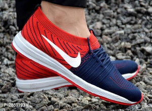 Ultra Lite Red Navy Blue Breathable Sports Shoes For Men