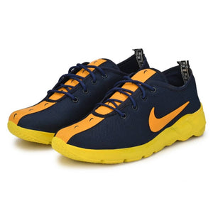 Men's Breathable Mesh Blue Yellow Running Sport Shoes
