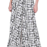 Printed Crepe Palazzo/Trouser Combo Pack of 2 (Black Lining and Diamond)