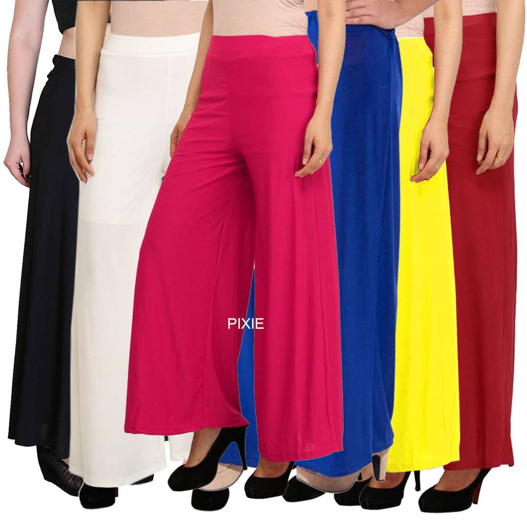 Trendy Solid Polyester Women Palazzo (Set Of 6)