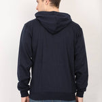 Men's Navy Blue Fleece Solid Long Sleeves Regular Hoodies