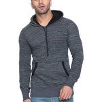 Men's Grey Cotton Solid  Long Sleeves Regular Hooded Pullover
