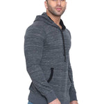 Men's Grey Cotton Solid  Long Sleeves Regular Hooded Pullover