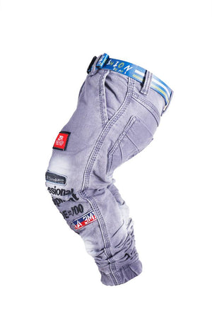 Boy's Grey Denim Printed Jeans