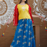 Women's Embroidery Inner Outer Kurti with Skirt