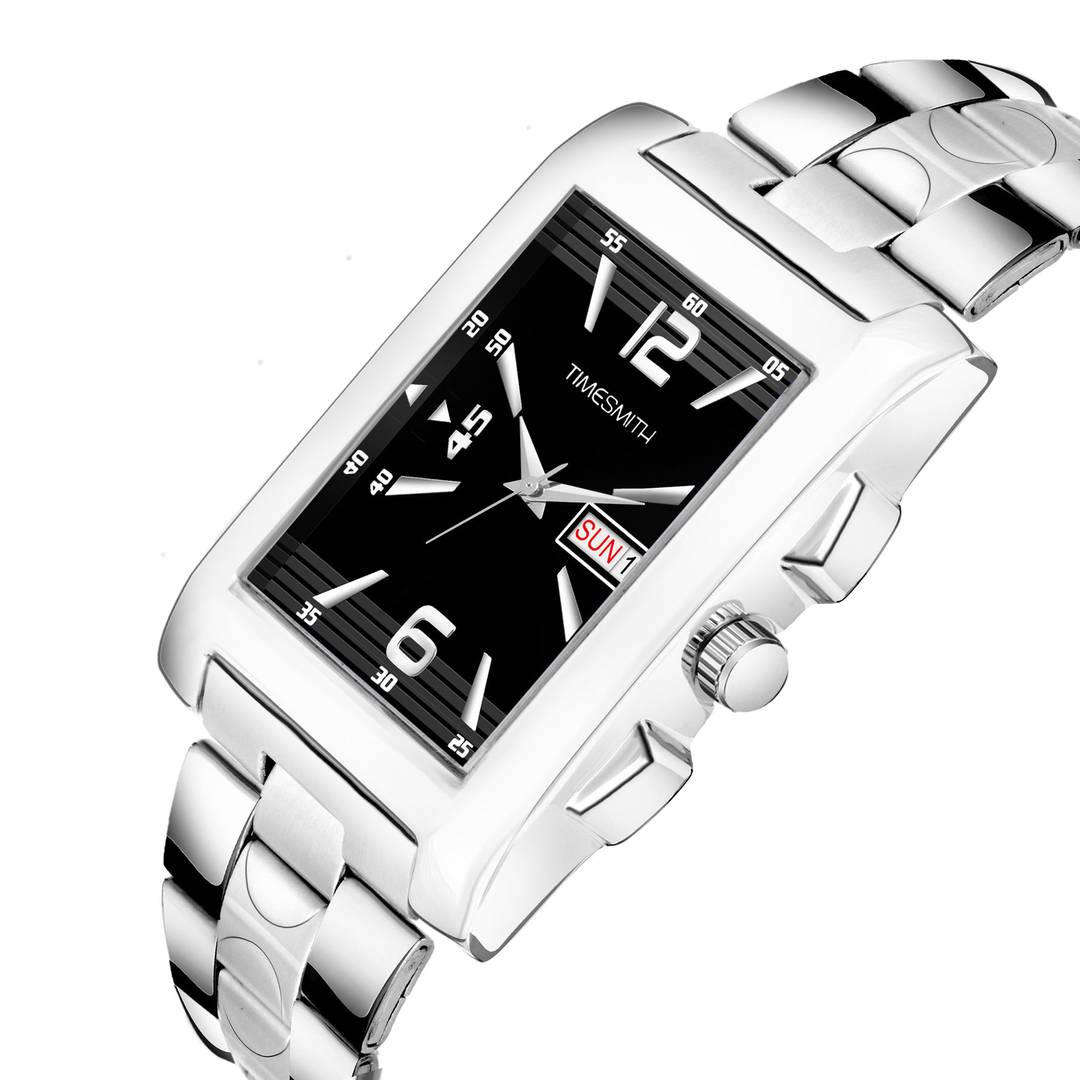 Timesmith Black Steel Day Date Watch for Men - Main Image