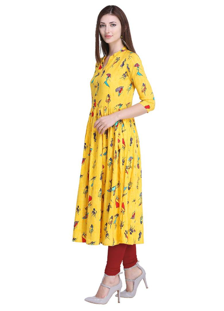 Yellow Printed Kurta