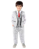 Boy's Grey Cotton Blend Self Pattern Ethnic Wear