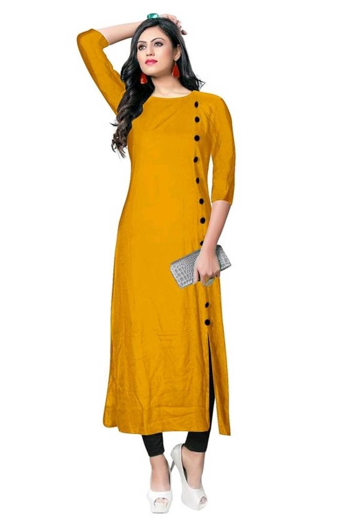 Best Selling Rayon Solid Kurti With Button Work