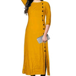 Best Selling Rayon Solid Kurti With Button Work