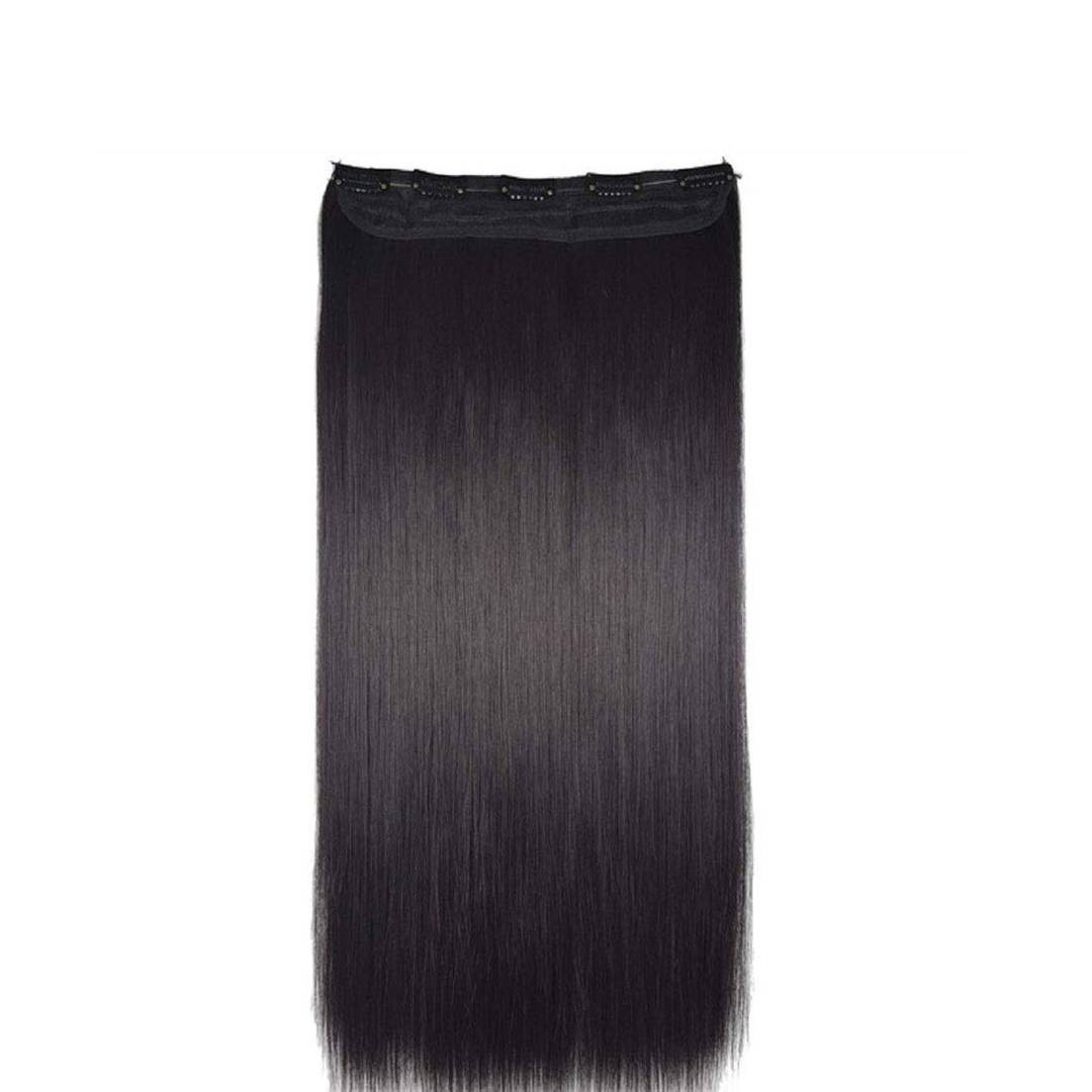 5 Clip Straight Synthetic Hair Extensions For Women/Girls/Wedding Accessories (Natural Black, 26 Inches)