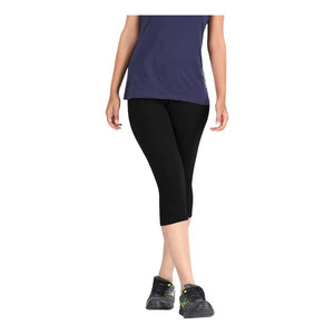 Women's Cotton Lycra Biowashed Capri Leggings Combo Pack of 3 (Black, Pink ,Orange)