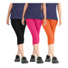 Women's Cotton Lycra Biowashed Capri Leggings Combo Pack of 3 (Black, Pink ,Orange)