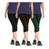 Women's Cotton Lycra Biowashed Capri Leggings Combo Pack of 3 (Black, Dark Brown ,Dark Green)