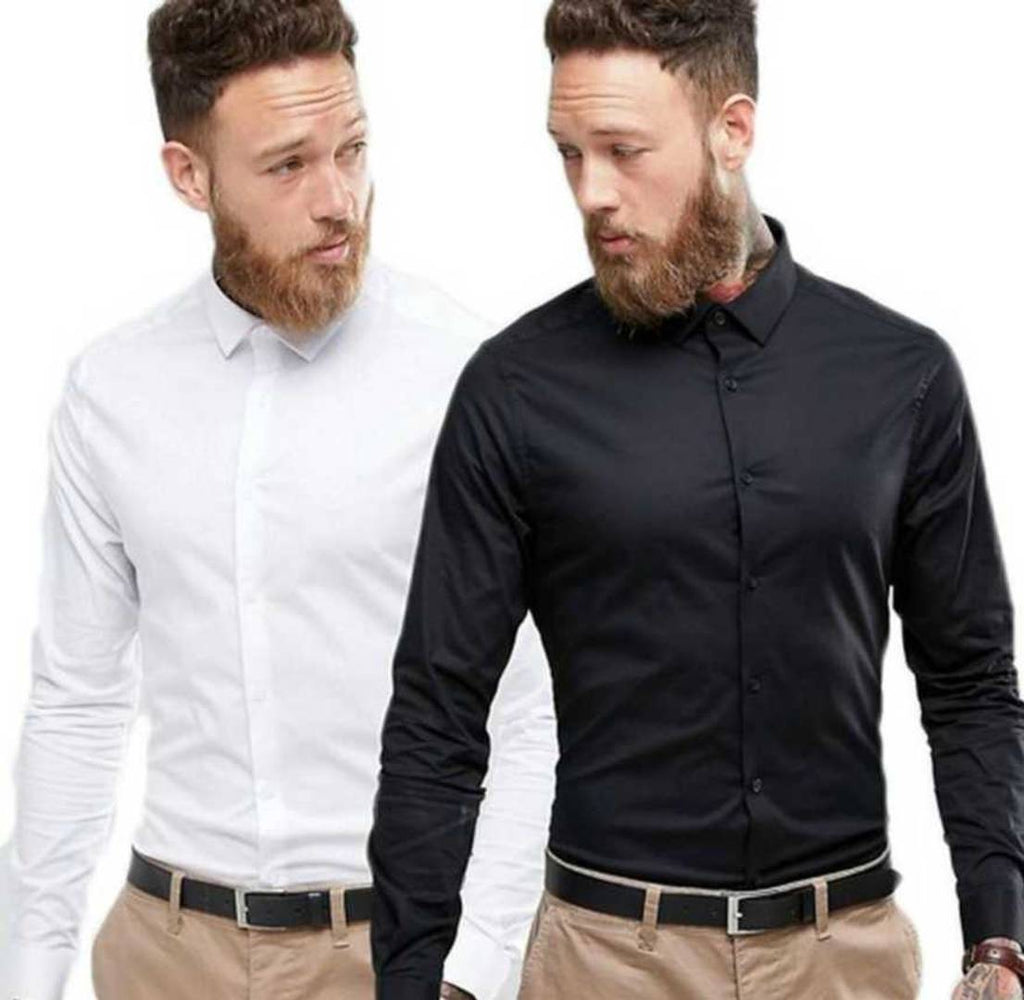 Buy 1 Get 1 Free Men's Multicoloured Cotton Solid Long Sleeves Regular Fit Formal Shirt