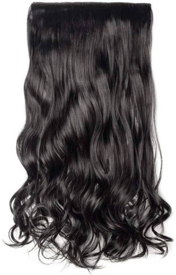 5 Clips in Natural Black Wavy Casual Hair Extension for Womens (26Inchs)