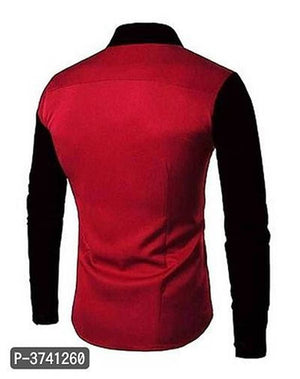 Men's Maroon Cotton Self Pattern Long Sleeves Slim Fit Casual Shirt