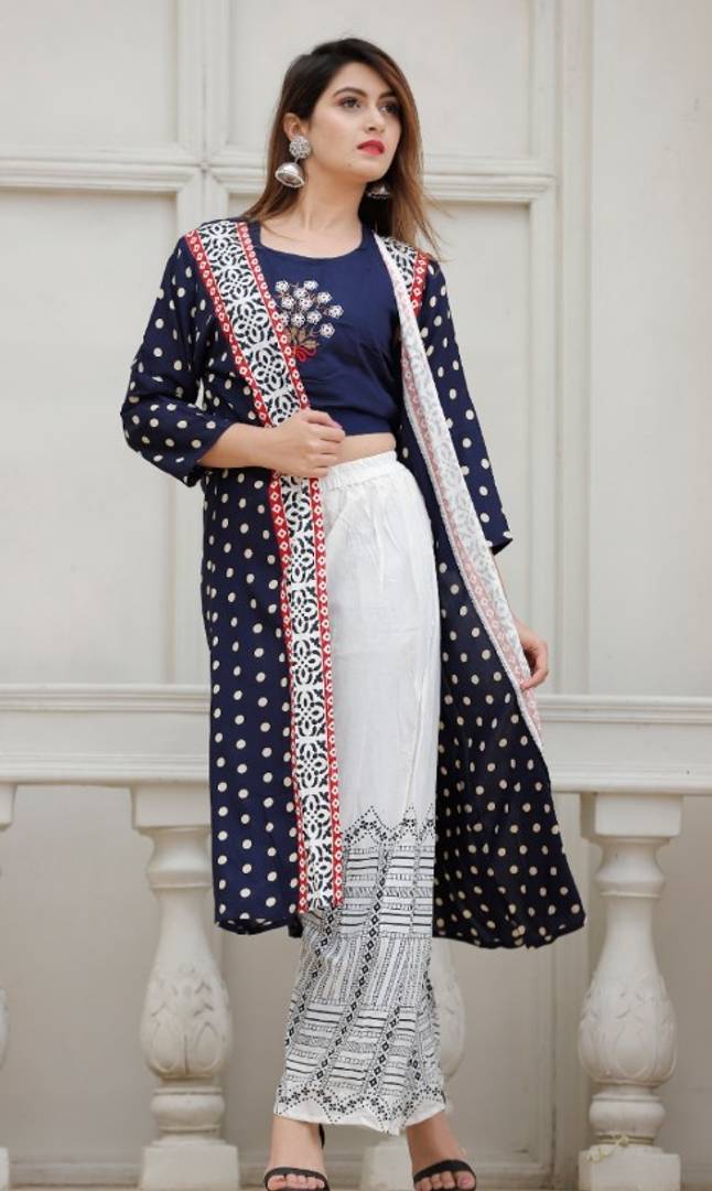 Buy Mustard Printed Rayon Kurti with Cream Lakhnawi Cotton Full Lining Palazzo  Kurti Set Online in India | Colorauction