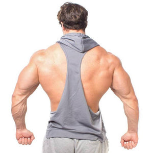 Bodybuilding Mens Gym Cotton Blend sleeveless Hooded Stringer
