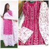 Elite Pink Rayon Cotton Printed Women Kurta Skirt Set with Dupatta