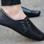 Ultra Lite Solid Black Faux Leather Casual Shoes For Men