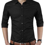 Men's Black Cotton Printed Regular Fit Casual shirts