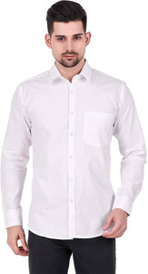 Men's White Cotton Solid Regular Fit Forrmal shirts