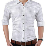 Men's White Cotton Printed Regular Fit Casual shirts