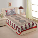 BUY 1 GET 1 FREE Jaipuri Printed Cotton Single Bedsheet With 2 Pillow Covers