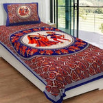 BUY 1 GET 1 FREE Jaipuri Printed Cotton Single Bedsheet With 2 Pillow Covers