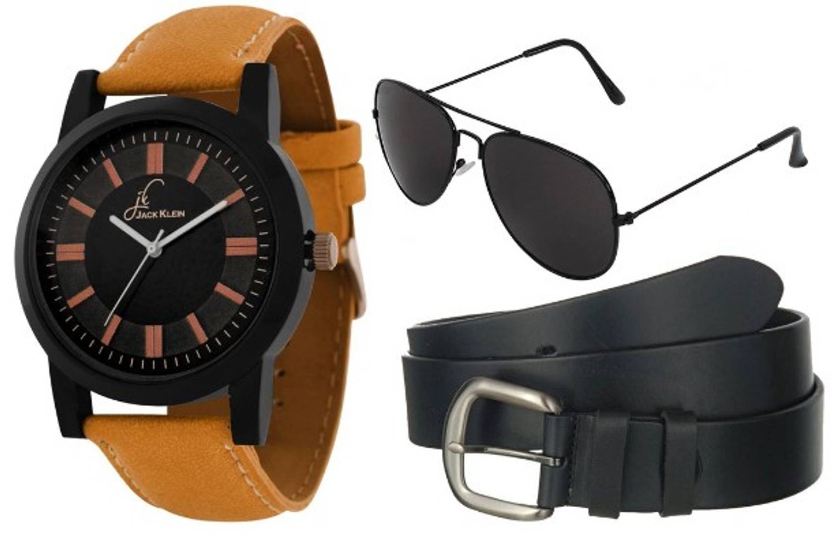 Stylish Round  Dial Premium Quality Graphic Watch With  Belt And Aviator Glasses