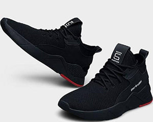 Trendy Black Solid Sports Shoes For Men