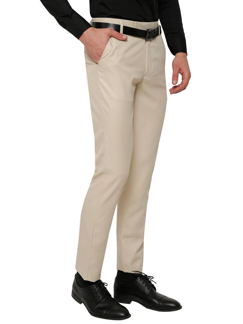 Beige Slim Fit Formal Trouser