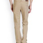 Men's Cotton Blend Slim Fit Cream Regular Trouser