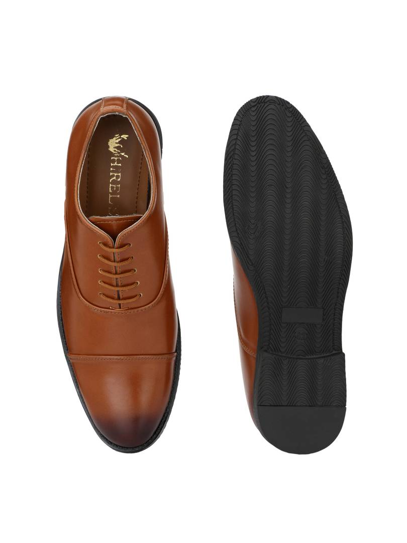 Men's Tan PU Oxford Formal Shoes