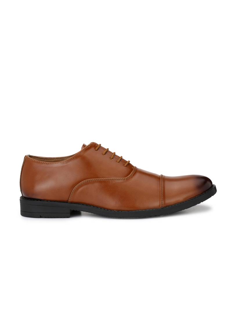 Men's Tan PU Oxford Formal Shoes