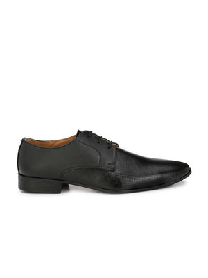 Men's Black Punch Derby Synthetic Leather Formal Shoes